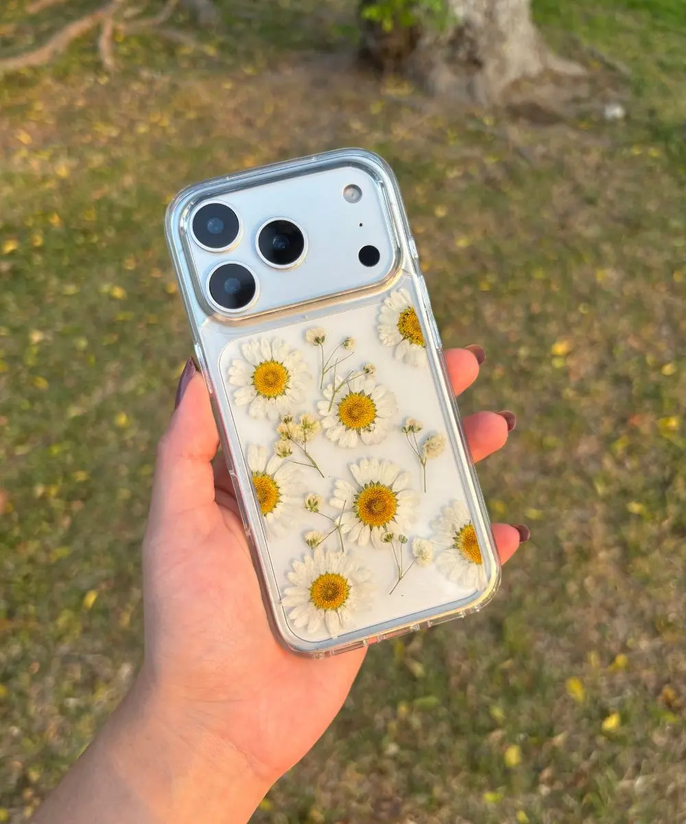 case-antishock-iphone-flores-naturales-margaritas-de-lujo