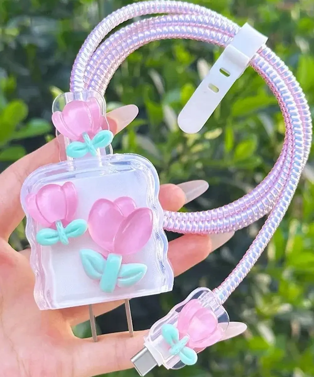 tulipan rosa protector de cargador